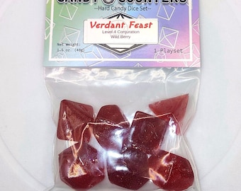 Verdant Feast. Wild Berry HARD CANDY PLAYSET Dice, Glass Counters, Isomalt Hard Candies, Cake Decoration, Dessert Toppings