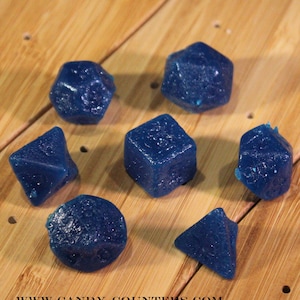 Blue Raspberry Candy Dice Play Set, Kohakutou Candy, Tabletop Gaming Candies, edible polyhedral life counters, D20 Die