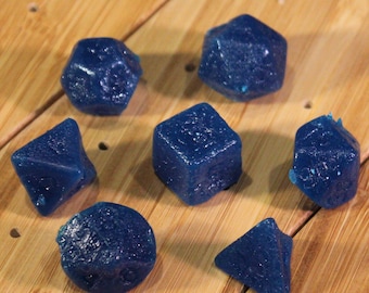 Blue Raspberry Candy Dice Play Set, Kohakutou Candy, Tabletop Gaming Candies, edible polyhedral life counters, D20 Die
