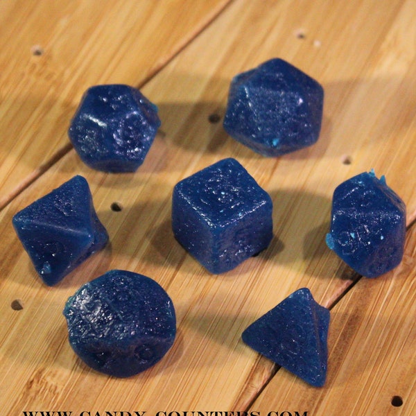 Blue Raspberry Candy Dice Play Set, Kohakutou Candy, Tabletop Gaming Candies, edible polyhedral life counters, D20 Die