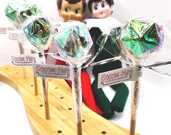 Cocoa Hex – Peppermint Hot Cocoa Spell Lollipop | Chocolate Candy | Handmade | DnD Gift | Isomalt | Fantasy Treat