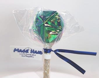 Mage Hand – Blue Raspberry Spell Lollipop | Natural Candy | DnD Dice Treat | Handmade | Diabetic-Friendly | Fantasy Gift