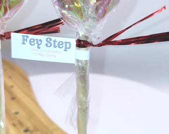 Fey Step Cotton Candy D20 LOLLIPOP Diabetic Hard Candy Dice, polyhedral candy tabletop roleplay gaming and Magic the Gathering card games