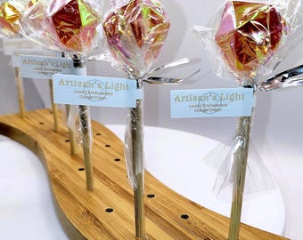 Artisan’s Light Orange Cream D20 LOLLIPOP Isomalt Dice, Tabletop Gaming, Diabetic Hard Candy, Magic the Gathering Lollipops