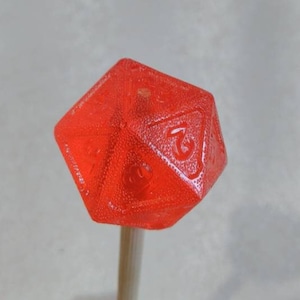 Fireball Whiskey D20 LOLLIPOP Cinnamon Spicy Diabetic Dice, Isomalt Hard Candy, Magic the Gathering Candy Life Counters,