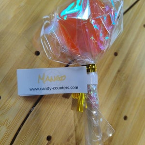 Mango D20 LOLLIPOP Diabetische Hard Candy Würfel, polyedrisches Candy Tabletop Rollenspiel und Magic the Gathering Kartenspiele