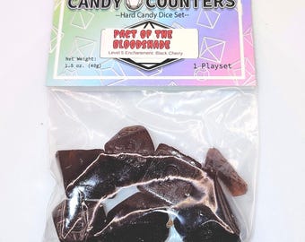 Pact of the Bloodshade Black Cherry HARD CANDY DICE playset Diabetic Dice, Isomalt Hard Candy, Magic the Gathering Candy Life Counters