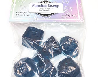Phantom Grasp HARD CANDY DICE playset Blue Raspberry Diabetic Dice, Dungeons and Dragons, Roleplay Candy Dice Counters, Tabletop Games