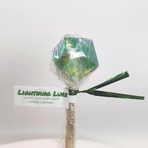 Blitz Köder – Lemon Limeade Spell Lollipop | Natürliche Süßigkeit | D&D Geschenk | Handarbeit | Isomalt | Kleinserie Fantasy Leckerli