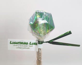 Lightning Lure – Lemon Limeade Spell Lollipop | Natural Candy | DnD Gift | Handmade | Isomalt | Small Batch Fantasy Treat