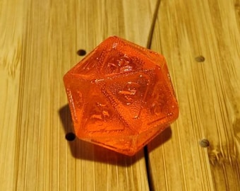 D20 SPINDOWN DIE White Peach Diabetic, Isomalt Hard Candy, Magic the Gathering Candy Life Counters, Sugar Free