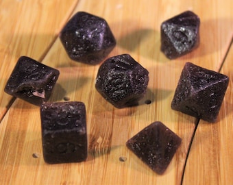 Black Cherry Candy Dice, Kohakutou Gummies, Polyhedral Dice Set for Role Playing Games, Card Games and Puzzels, D20 Candies, Roleplay DND