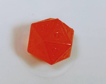 Orange Cream D20 SPINDOWN Isomalt Dice, Tabletop Gaming, Diabetic Hard Candy, Polyhedral candy, Magic the Gathering Lollipops