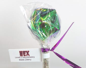 Hex – Black Cherry Spell Lollipop | Dark Fantasy Candy | DnD Treat | Natural Flavor | Handmade | Isomalt | Small Batch Gift