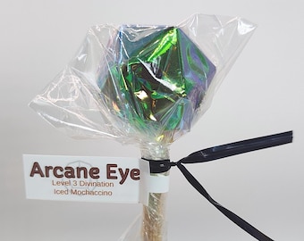 Arcane Eye – Iced Mochaccino Spell Lollipop | Coffee Chocolate Candy | Handmade | DnD Gift | Isomalt | Fantasy Treat