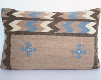 Unique kilim pillow from Turkey. 60 x 40 cm. Wool boho cushion.