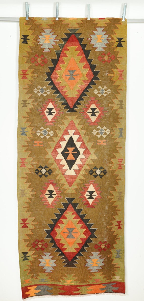 Grand Tapis Kilim Afghan En Laine Tissé Main – 182x128 Cm – Multicolore