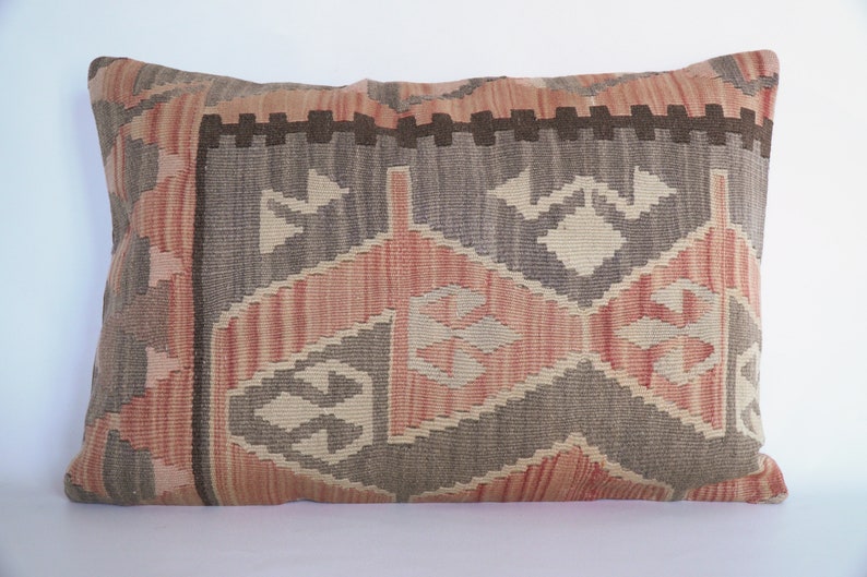 Wool boho cushion. Unique kilim pillow from Turkey 60 x 40 cm