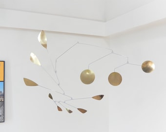 Brass Mobile - Large span hanging art mobile - wide XXL mobile