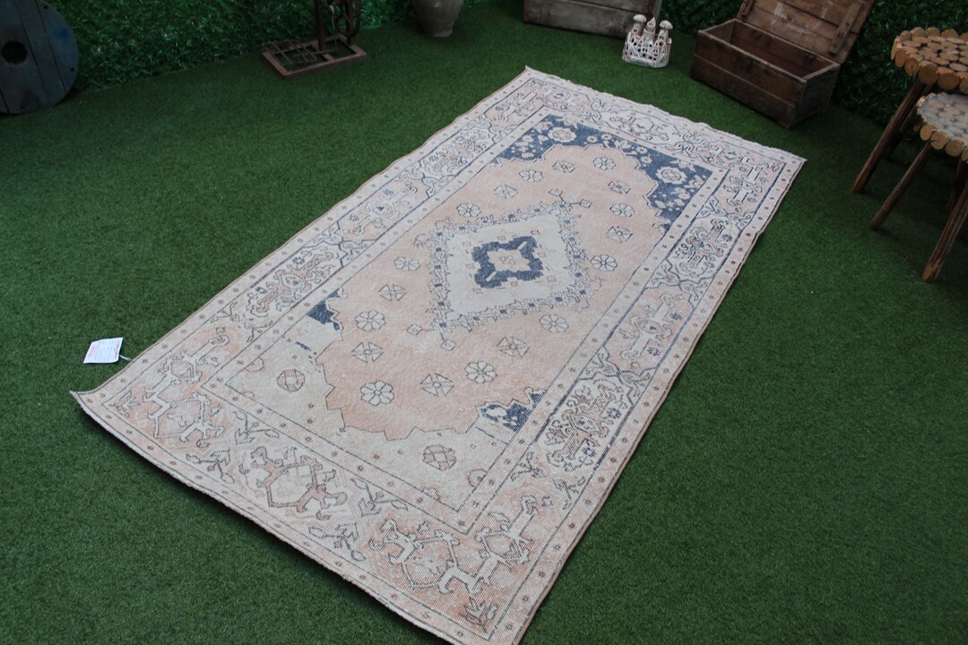 Pale Peach Rug, Wool Rug, Oushak Rug, Handmade Rug, Turkish Rug