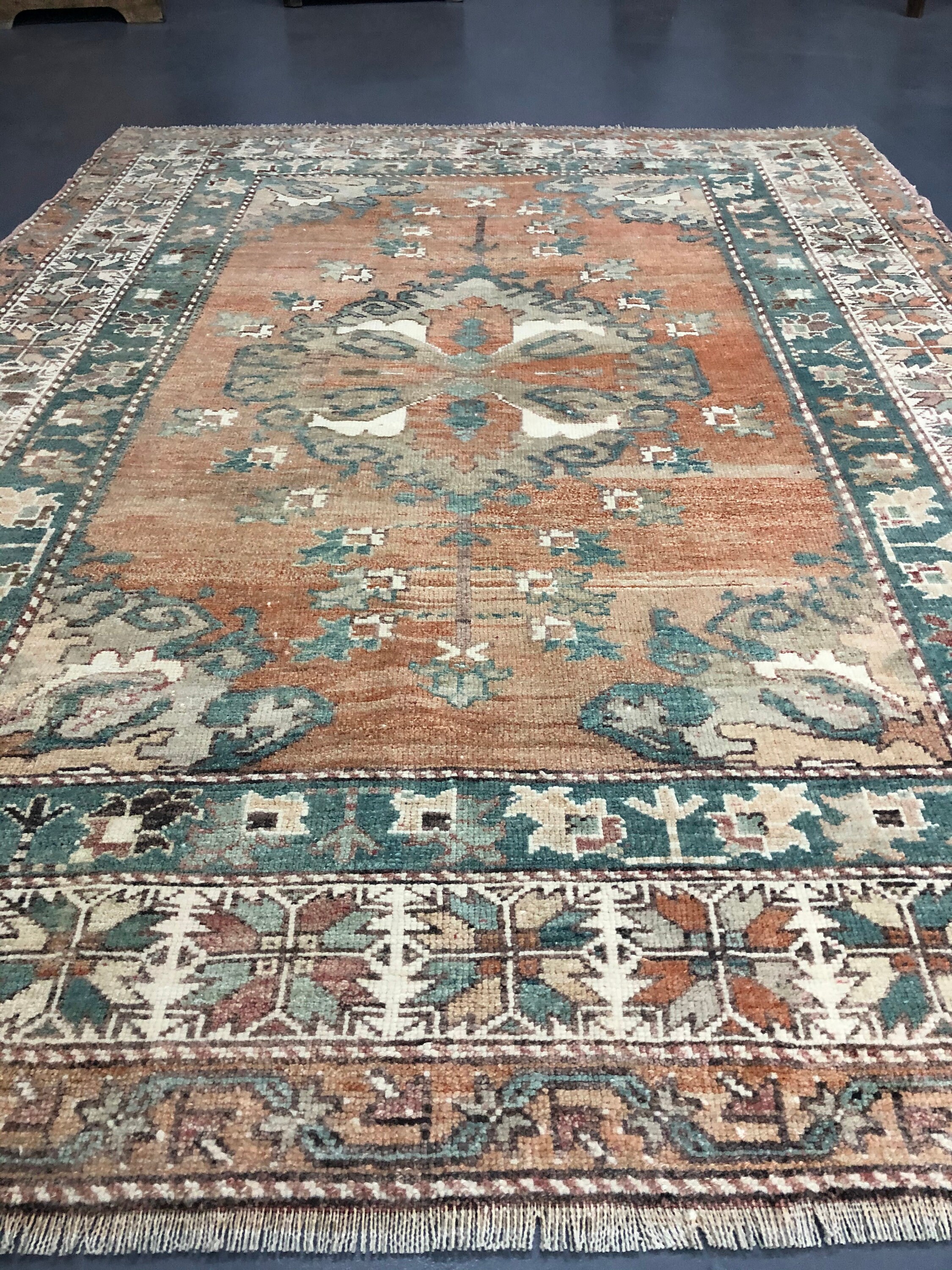 Orange And Blue High quality Turkish Rug 100 wool and Etsy