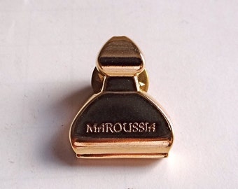 MAROUSSIA PINES; Gold Tone Perfume Bottle Pins; Vintage 90s; For Her & Him; Collectible Pins.