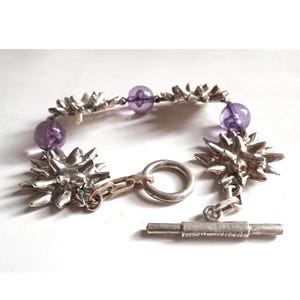 BICHE De BERE BRACELET; Bracelet de Créateur, Bracelet Cabochons Fleurs Brutalistes, Cadeau pour Elle, Vintage Années 1990 Français Signé.