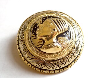 DAMASCEENSE BROCHE; Vintage jaren '60; Verzamelbaar; Broche voor Haar of Hem;