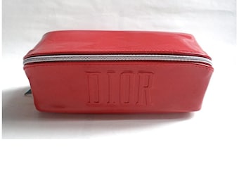 CHRISTIAN DIOR TROUSE; Red Patent Leather Pouch Signed Dior, C.Dior Makeup Bag, Vintage 2000s, For Her, French Fashion Accessory.