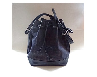 COURRÈGES VINTAGE BAG; Canvas and Leather Bucket Bag, Vintage 1970s,