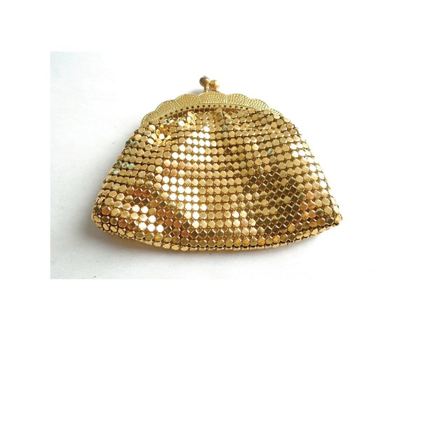 CHAIN MAIL PURSE, Vintage Gold Tone Purse, Whiting & Davis Style, Vintage 50s, For Her, Collectible.