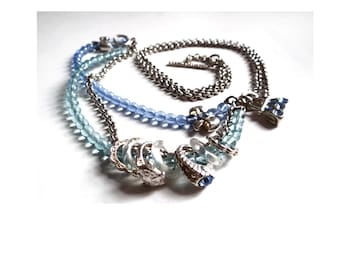 RÉMINISCENCE NECKLACE; Silver Tone Necklace & Charms, Vintage 2000s, For Her, Signed French Jewelry, Chic Boho, Collectible.