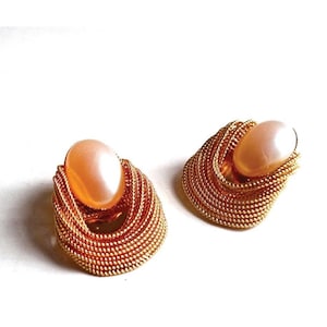 Boucles D'oreilles Vintage Années 60 – Fantaisie Rétro – Bon état