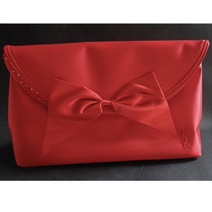 YVES SAINT LAURENT Clutch Bag; Y S L Red Satin Clutch, Vintage 2000s, For Her, French Luxury Accessory. image 8