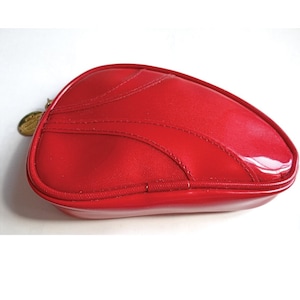 BORSA DIOR; Borsa Christian Dior in ecopelle verniciata rossa, vintage anni 2000, per lei, accessorio di lusso francese.