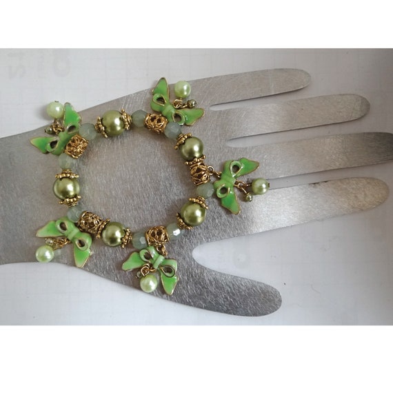 BRACELET SIGNED IKITA Vintage 2000s for Her Green Butterflies Charm Bracelet  for Her Vintage Fashion French Vintage. - Etsy