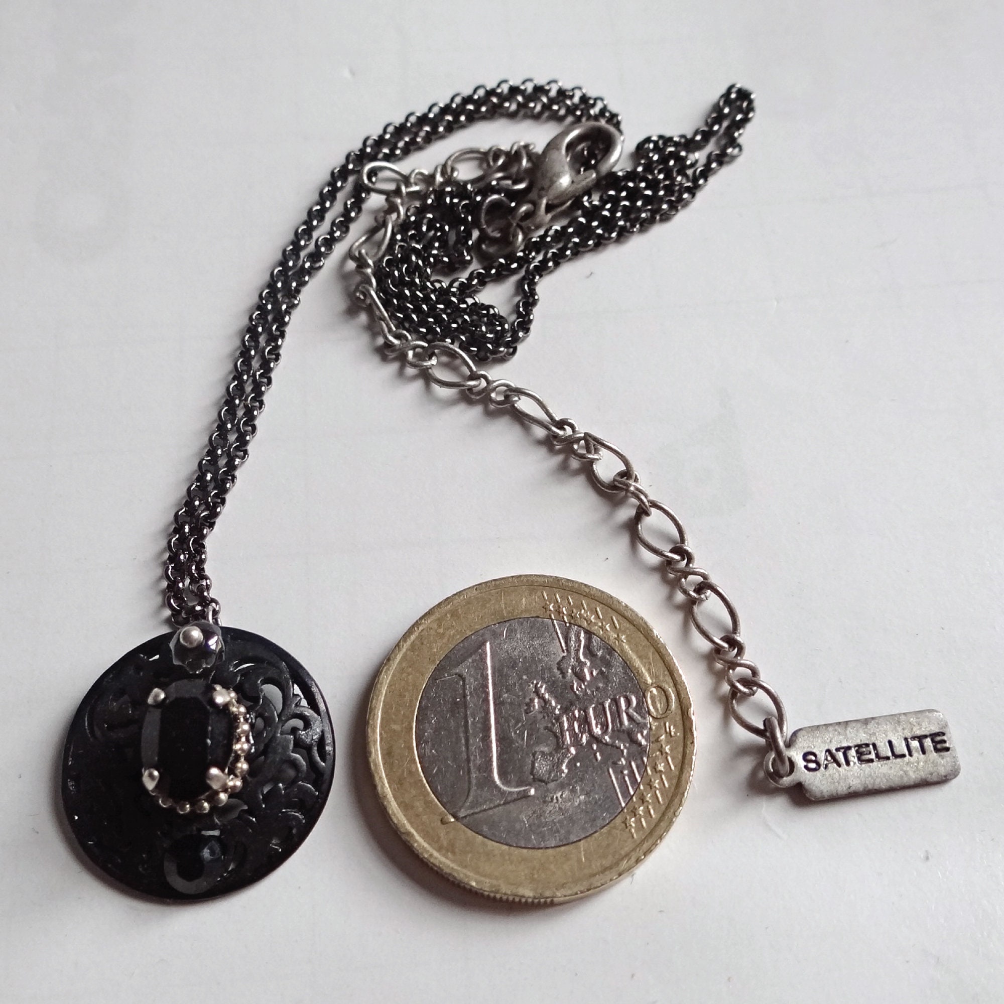 Collier Vintage Satellite - Bijou Ancien En Alliage Et Perles | Style Rétro, Couleur Argenté