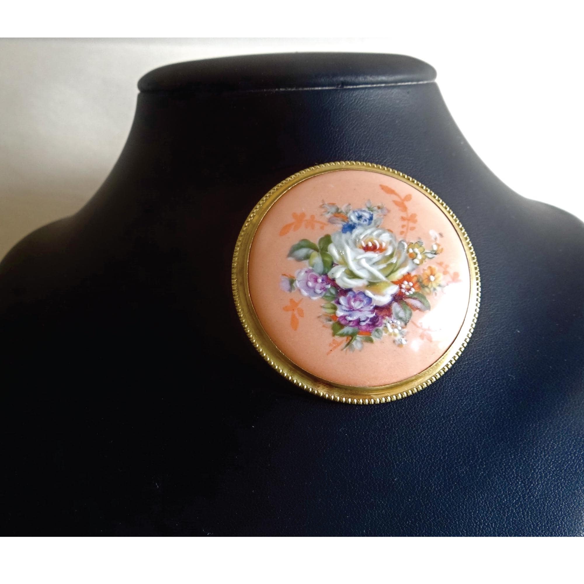 ANCIENNE BROCHE PORCELAINE Artistique De Limoges Barbotine F.m Grand