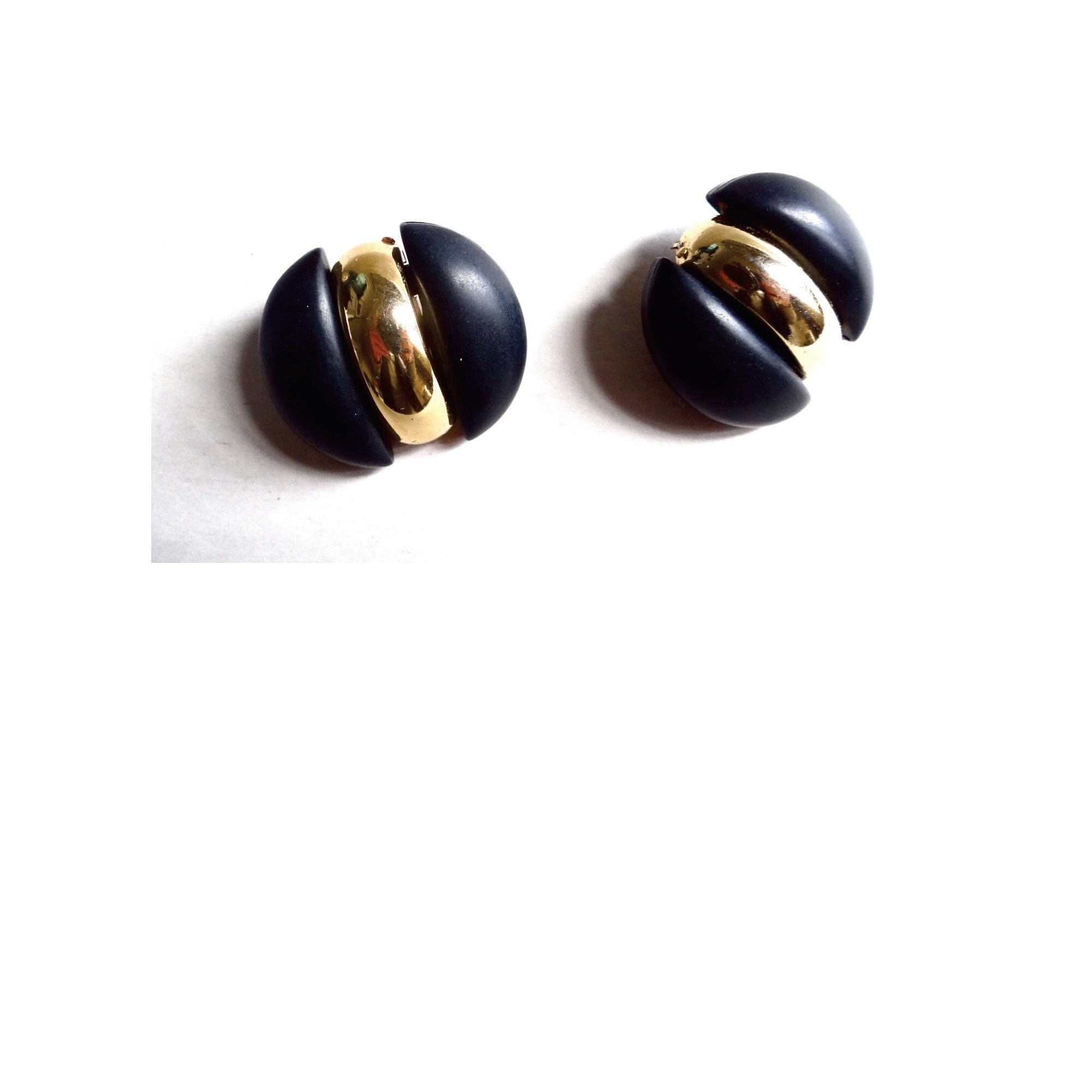 Boucles D'oreilles Vintage Courrèges - Turquoise Et Doré, Fermoir Dormeuse, Haute Couture Années 70