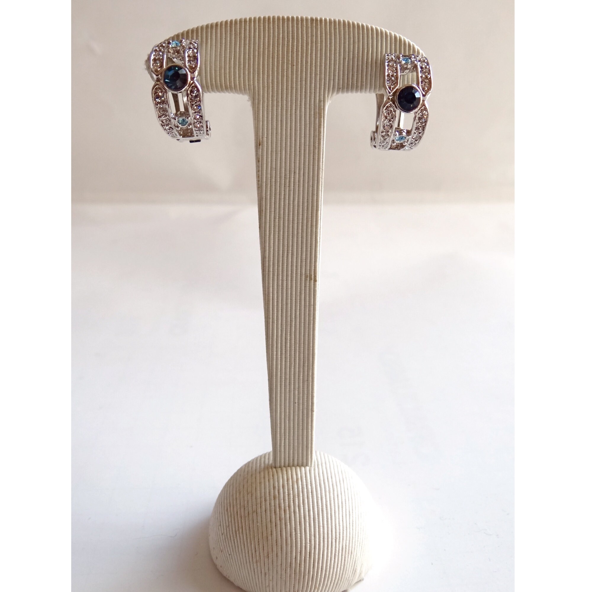 VINTAGE Semi Hoop EARRINGS; Art Deco Style Clips; Silver Tone Clips ...