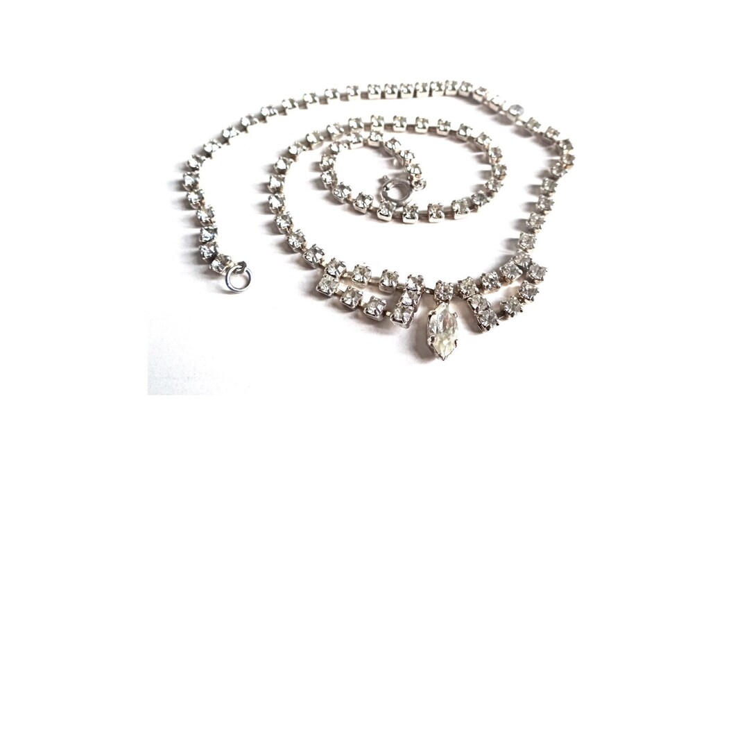 Collier Ras De Cou Art Déco Strass - Bijou Ancien Vintage - Occasion (origine France)