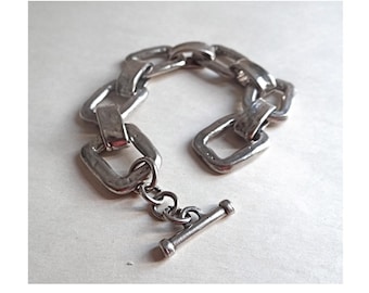 VINTAGE CURB BRACELET; Silver-tone mesh bracelet, Vintage 1990s, For Her or Him, Vintage bracelet collection.