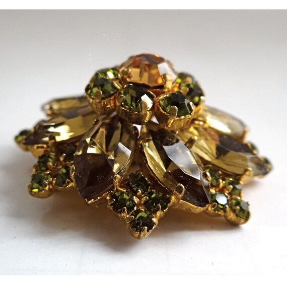 RHINESTONE FLOWER BROOCH; Vintage 40s; Retro pin;… - image 4