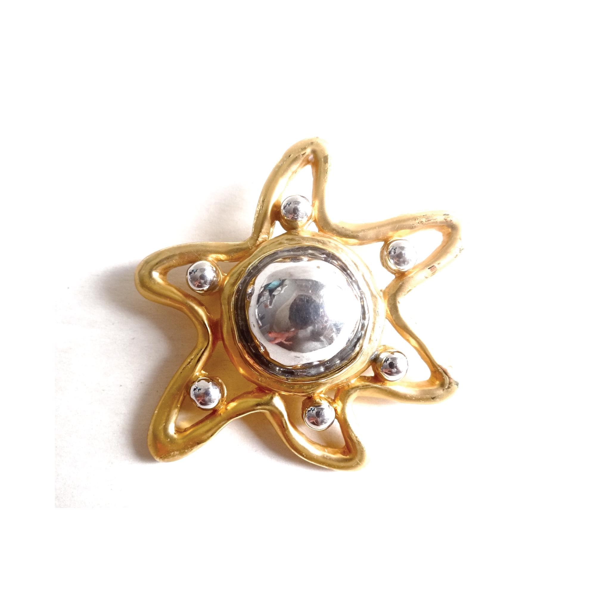 Broche Ancienne émaillée étoile - Bijou Vintage Occasion (réf. 82-49)