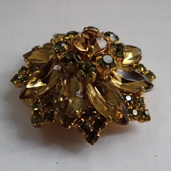 RHINESTONE FLOWER BROOCH; Vintage 40s; Retro pin;… - image 3