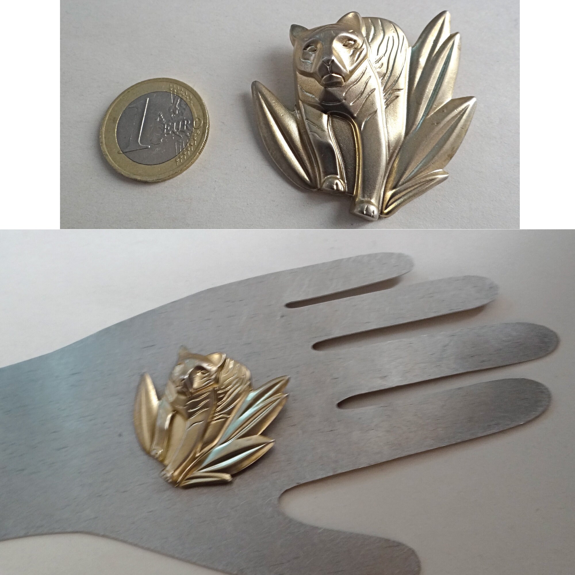 KENZO BROOCH & PENDANT, Tiger Pattern Jewelry, Vintage 90s, for