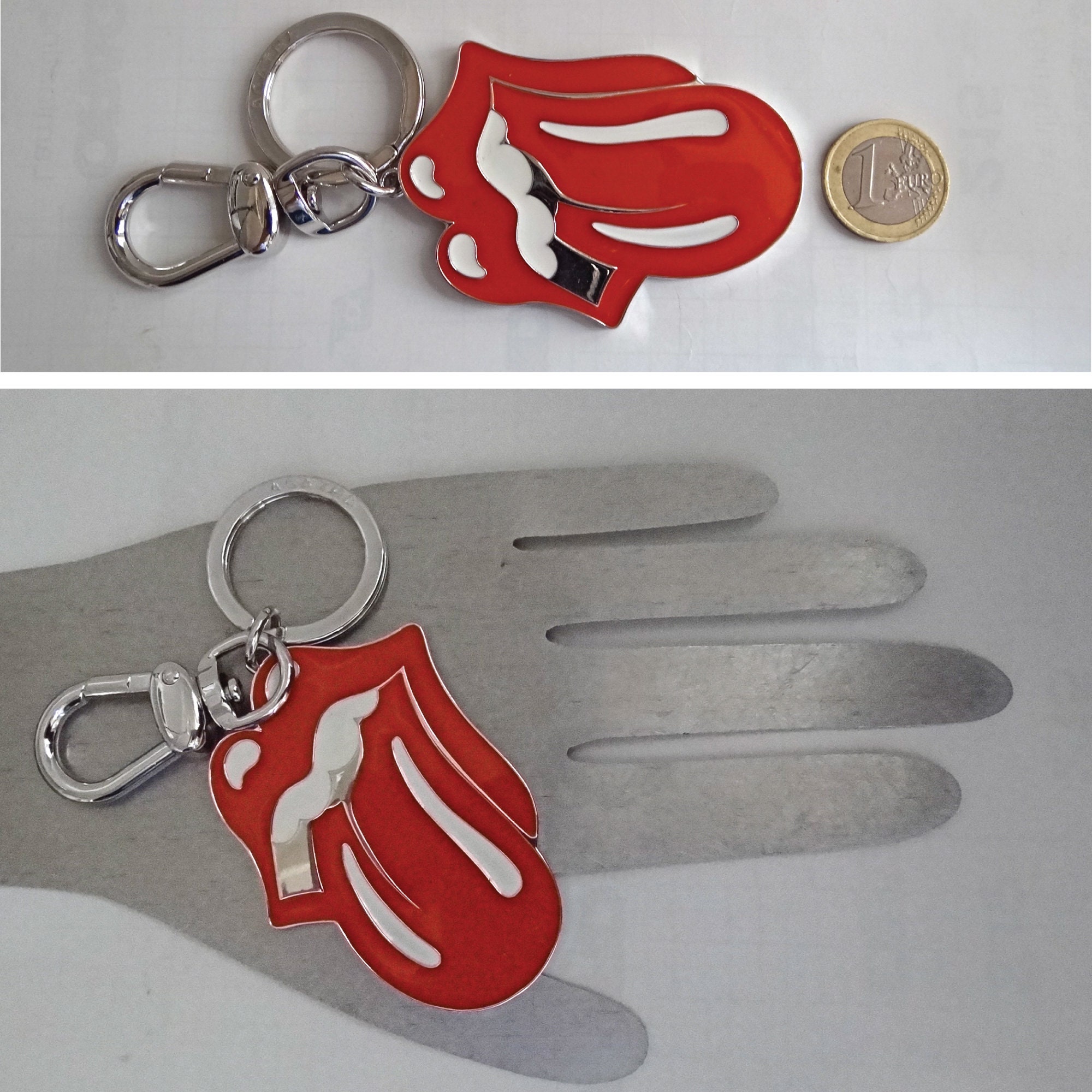 ROLLING STONES Keychain, Agatha Signed Tongue Pattern Keychain