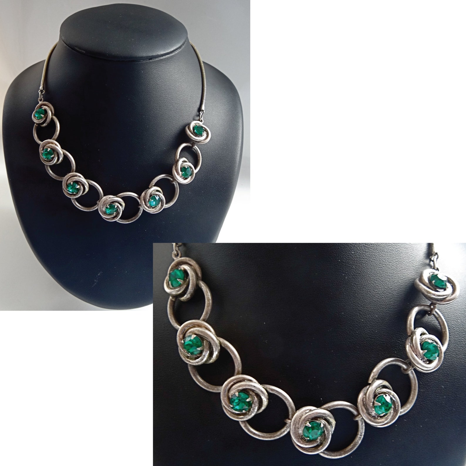 Collier Plastron Vintage Goldette - Ras De Cou Doré Avec Strass - Occasion