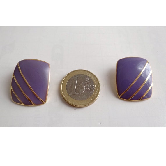 ART DECO STYLE; Clips Gold and Purple Enamel; Vin… - image 9