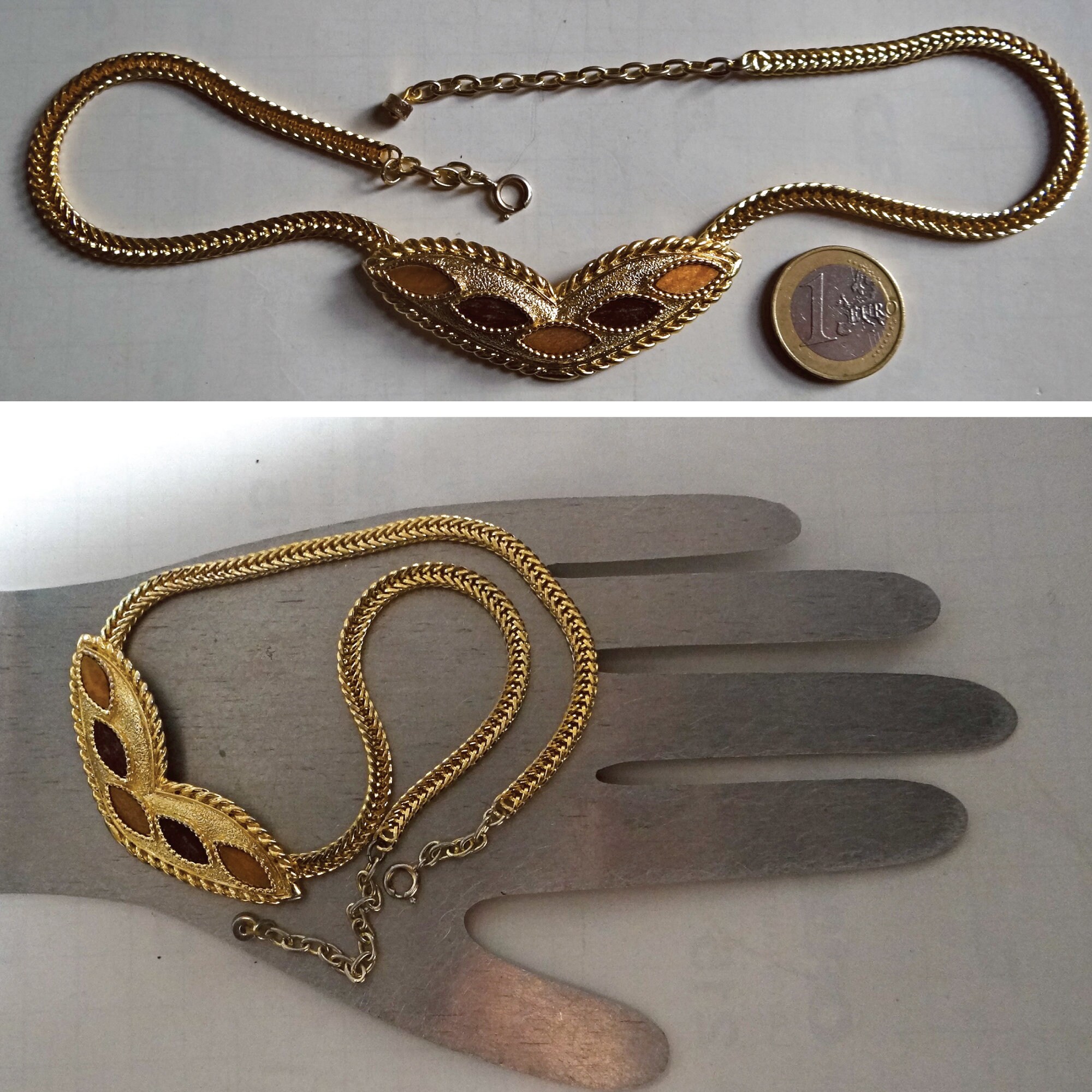 Collier Vintage ORENA Paris Couleur Or - Bijou Art Déco, Occasion Parfait état